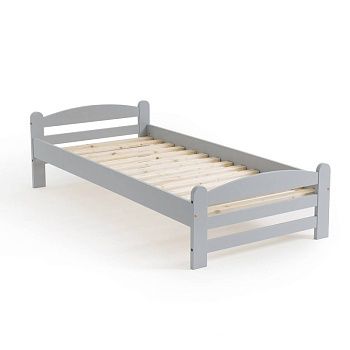 Кровать из массива сосны с кроватным основанием Loan  90 x 190 см серый