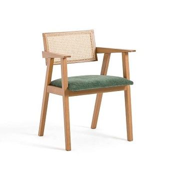 Кресло винтажное из бука и плетения Baldo  зеленый
